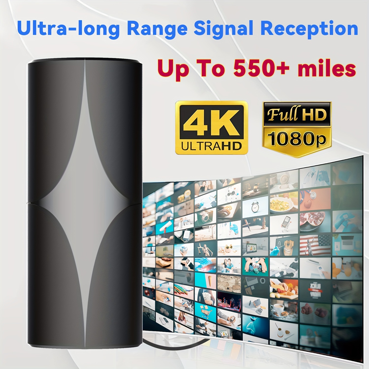  [Versión 2024] Antena de TV para interiores de más de 400  millas - Las antenas HDTV son compatibles con 8K 4K Full HD, con potente  cable coaxial de 16 pies para
