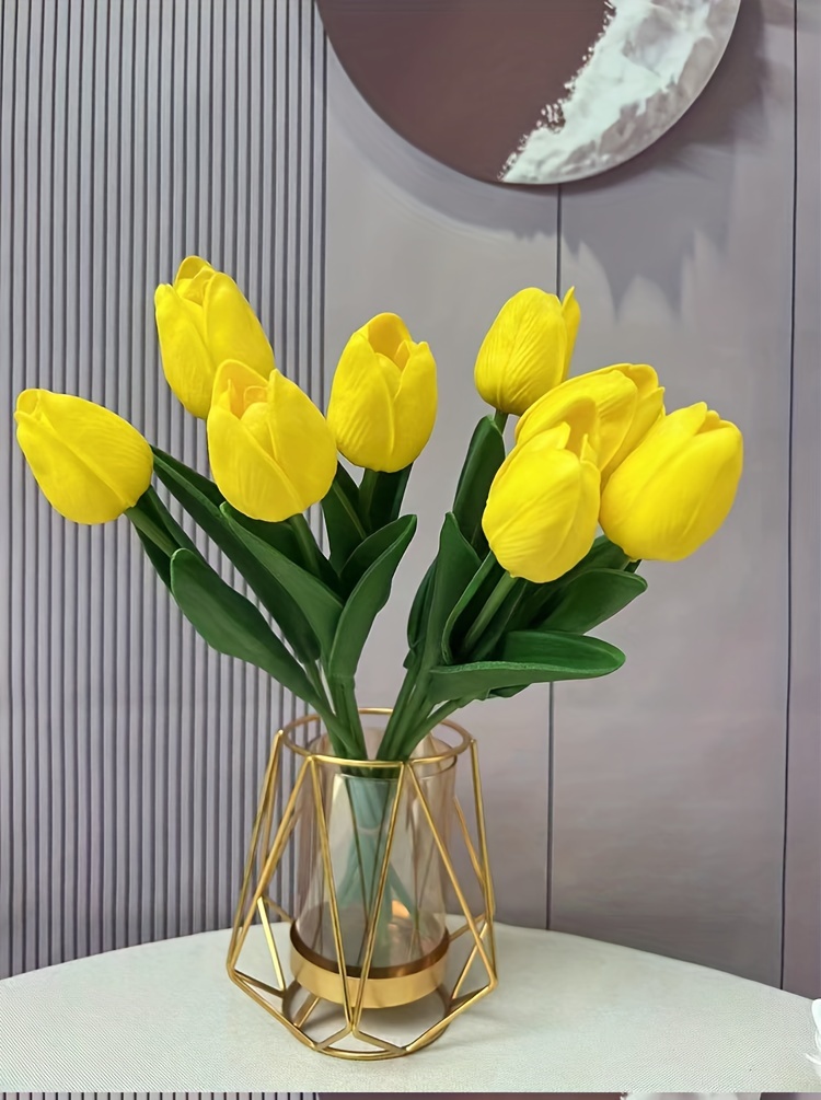 YQYAZL Tulipani artificiali in vaso, tulipani finti fiori con vaso di fiori  in seta, per decorazioni domestiche, per interni, casa, ufficio, casa e