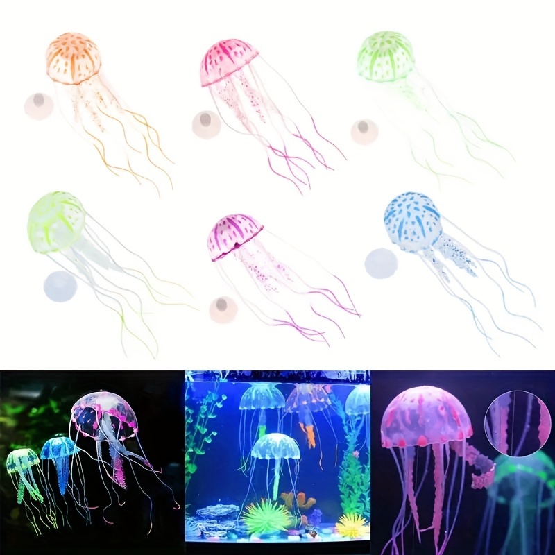 3pcs Artificial Jellyfishes Aquarium Fish Tank Accessories Simulation  Fluorescent Jellyfish Goldfish Tank Aquarium Landscaping