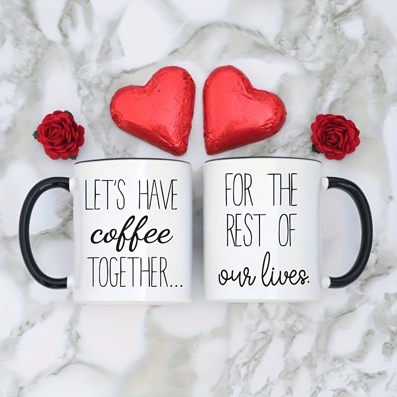 Kunlisa Kaffeebecher-Set Für Paare, 325 Ml, Schwarz, Hochzeitsgeschenk, Spülmaschinengeeignet