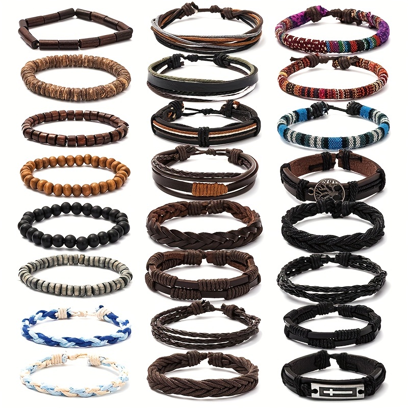 Men Bracelets Leather - Temu Canada