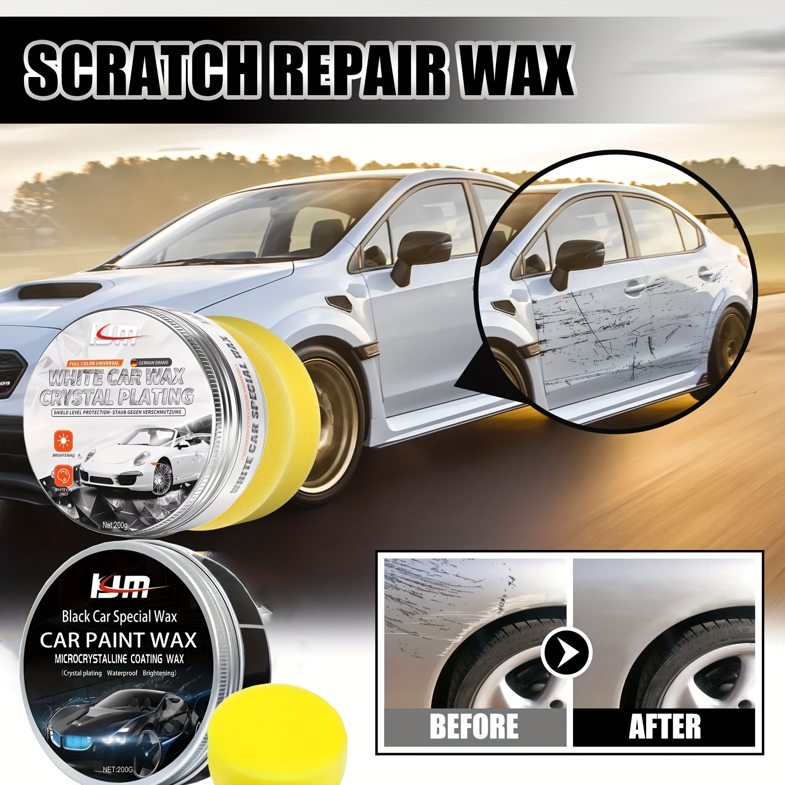 Senior Black Car Wax Care Paint Waterproof Care Scratch Repair Car Styling  Crystal Hard Car Wax Polish Scratch Remover 120g - AliExpress