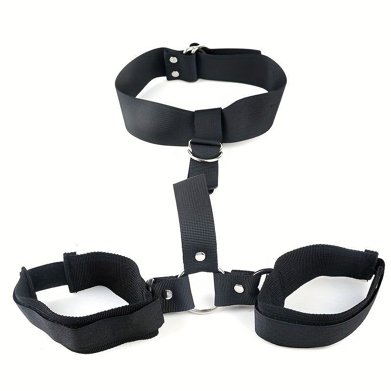 BDSM omezování krku na zápěstí Bondage - Pouta za zády límec, nastavitelná sada Bondage Postel SM Hry Hrajte sexuální hračky pro muže, ženy 2
