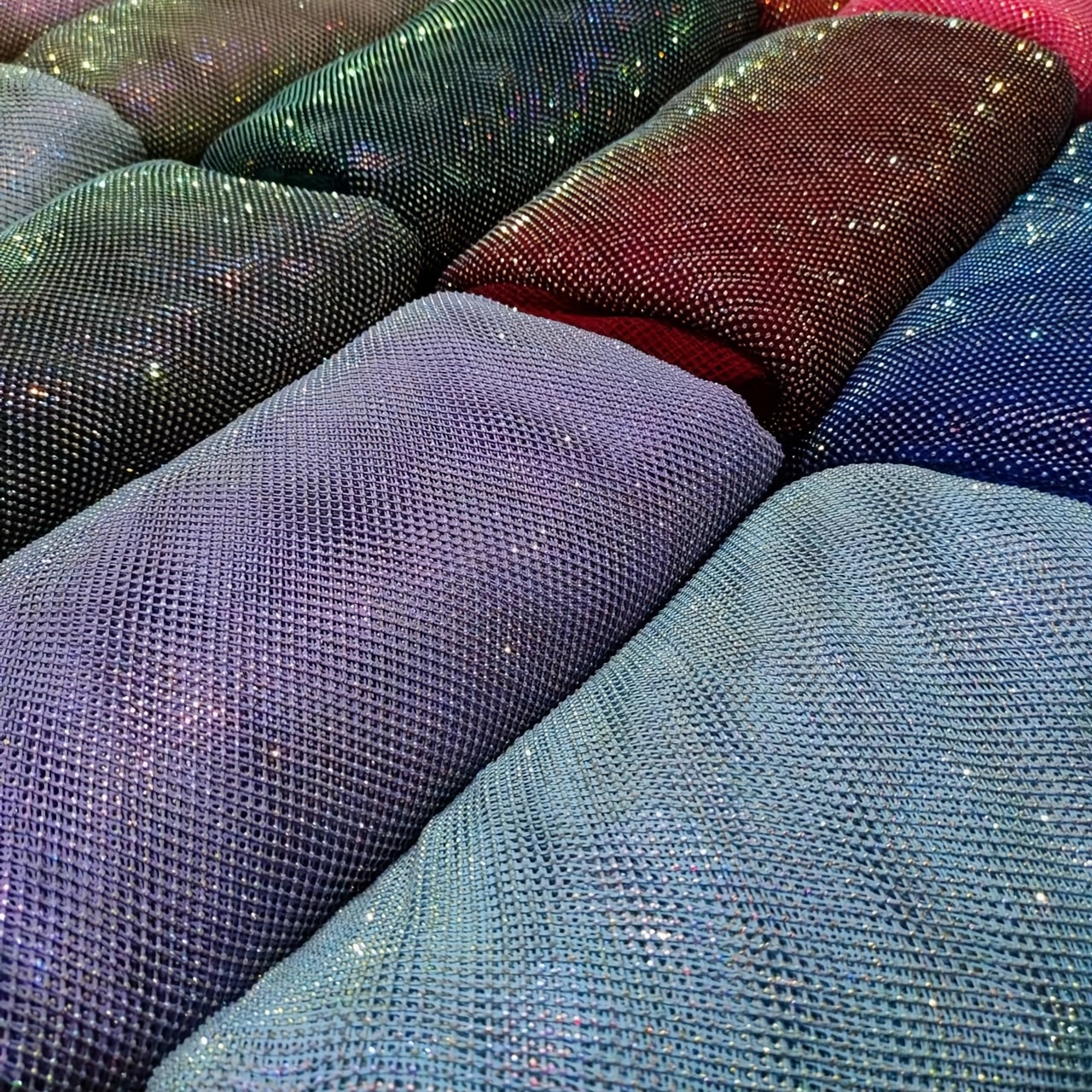Rhinestone Mesh Shiny Soft Stretch Hollow Crystal Fabric - Temu Canada