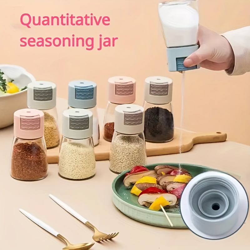 1pc Salt Control Bottle Push Button Quantitative Seasoning Jar