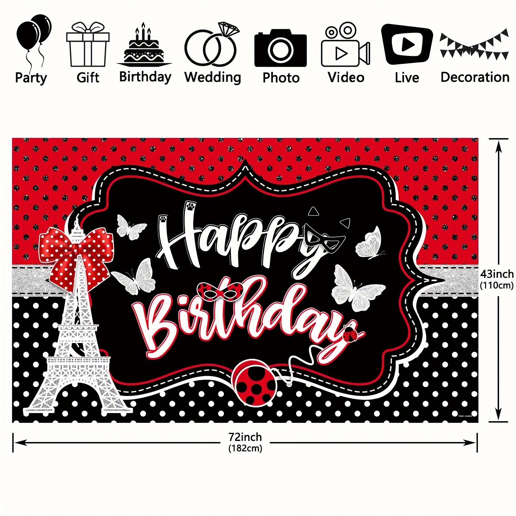 Toile de fond Miraculous Ladybug V3 pour décorations de fête d'anniversaire  - 1,5 x 0,9 m : : Électronique
