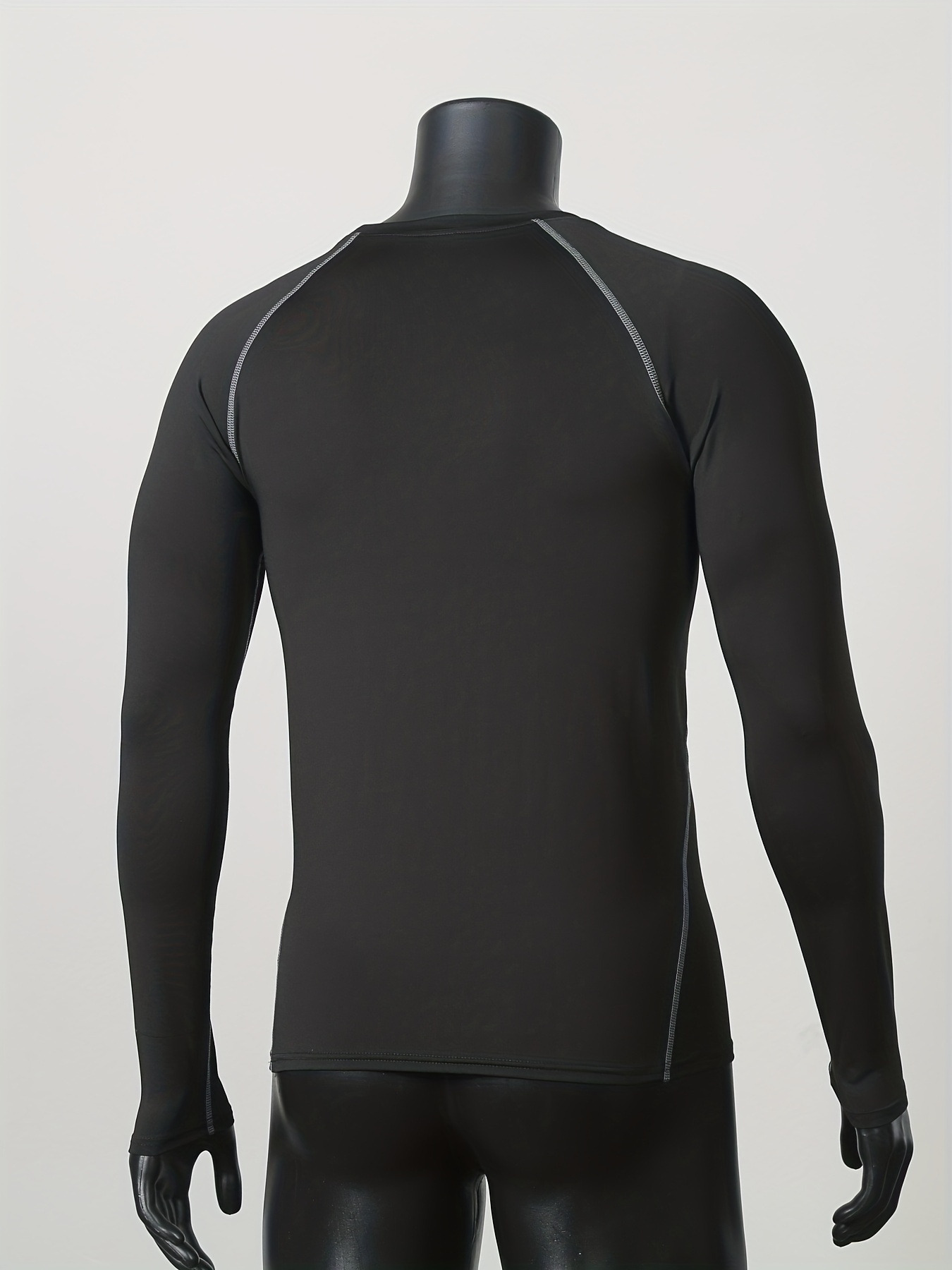 Long Sleeve Fleece Base Layer Compression Shirt in Black and White