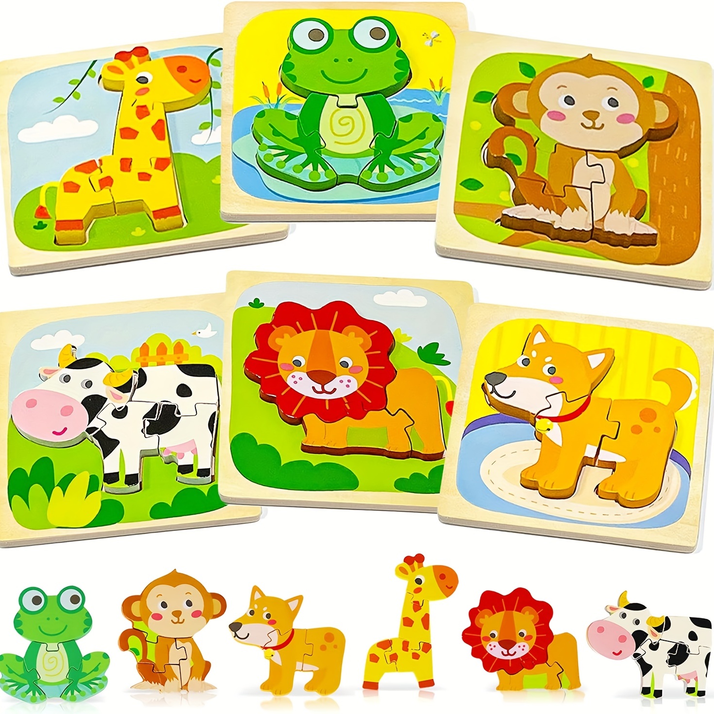 Wooden Montessori Puzzles, Animal Puzzles Children