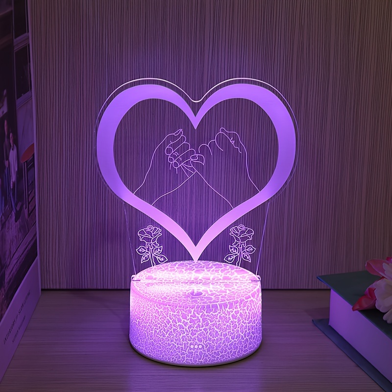 Personalized 3D Illusion Floating Heart LED Lamp 16 Colors and 4