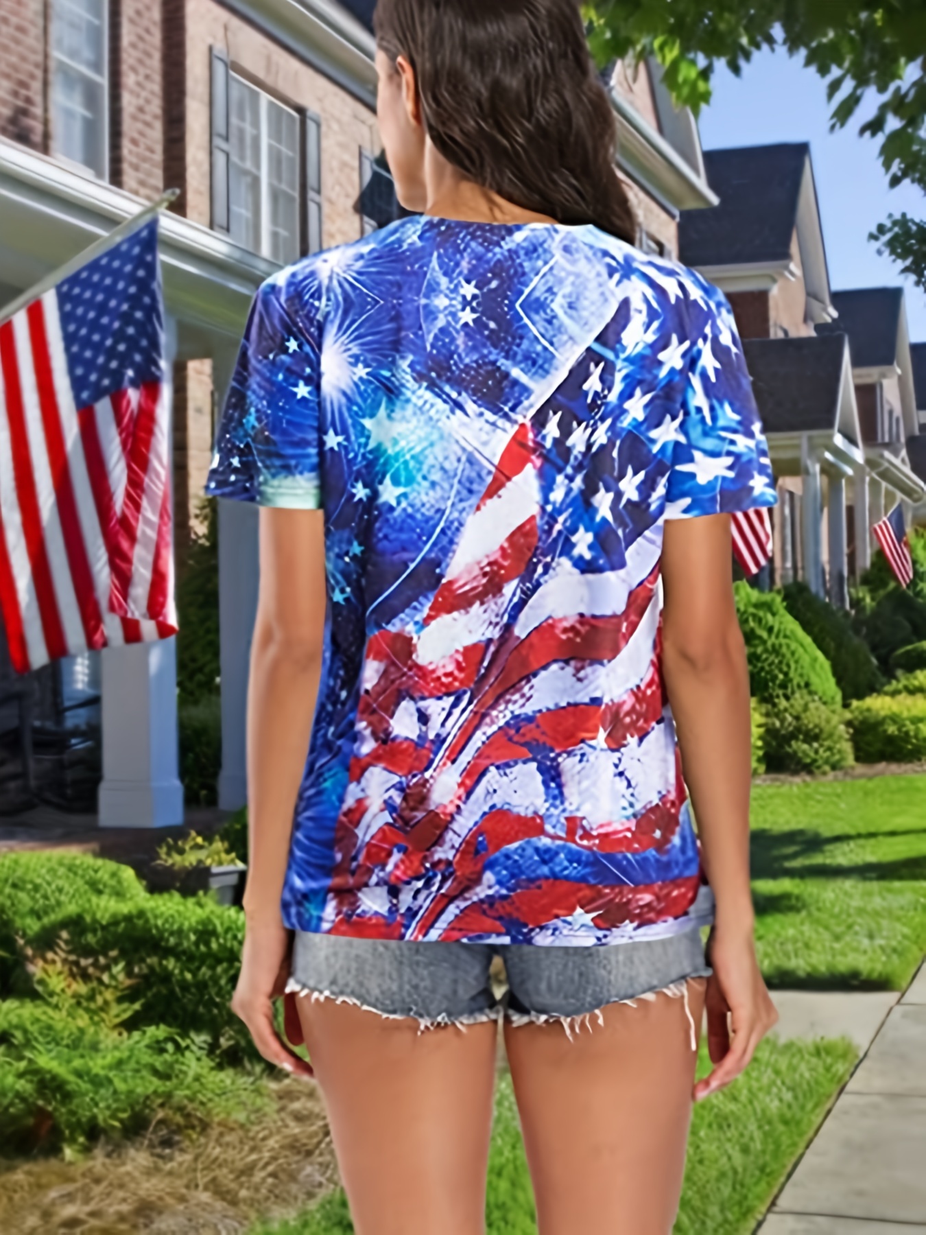 Tee shirt drapeau americain femme hot sale