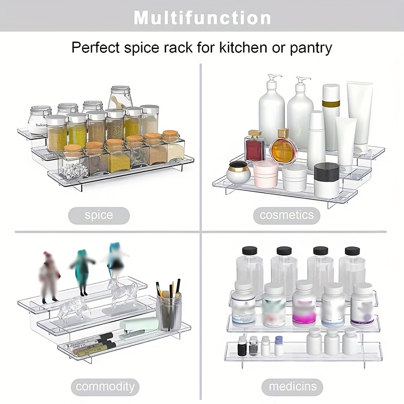 1 Set 3-Tier Spice Rack Organizer For Cabinet, Spice Rack Seasoning  Organizer, Acrylic Tiered Medicine Cabinet Organizer Countertop Organizer,  Kitchen