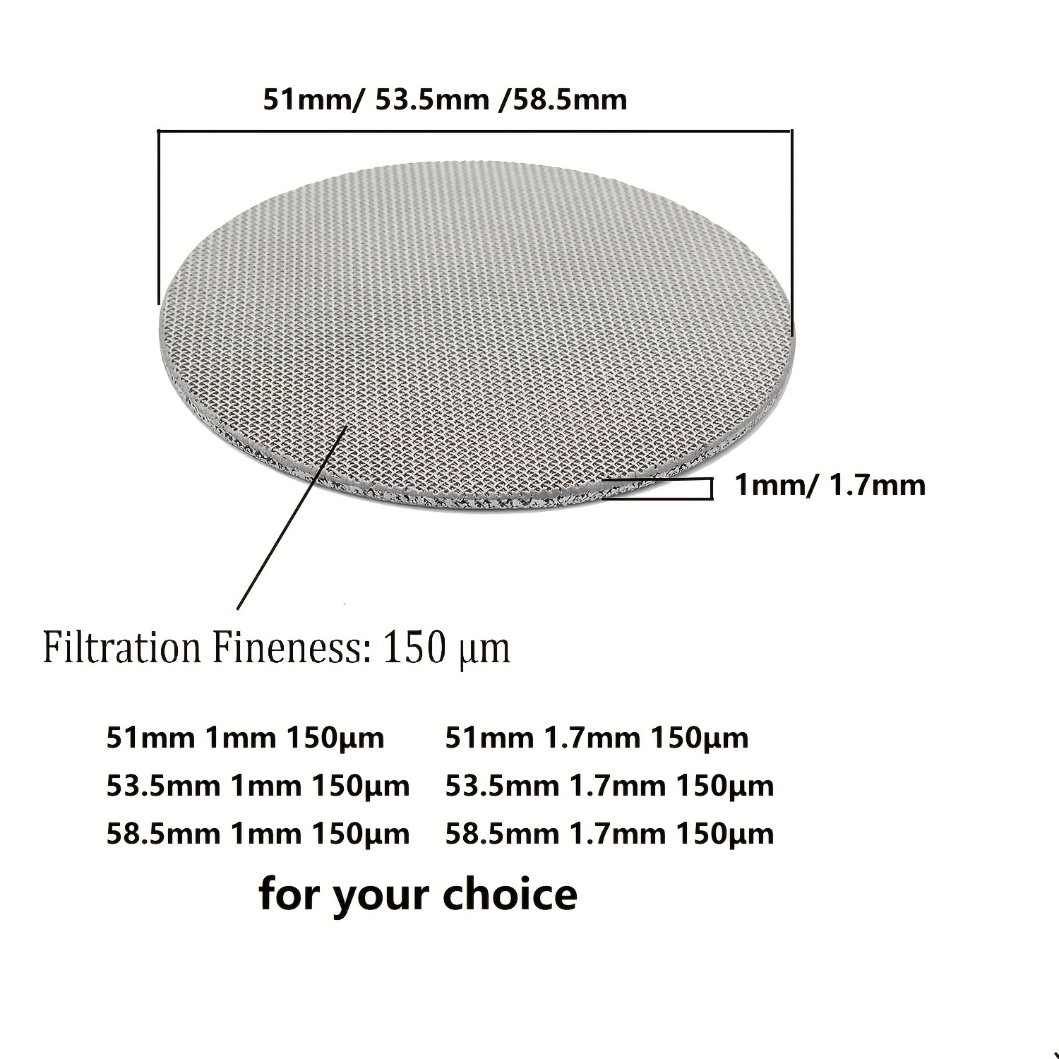 Filtre à café Filtre à expresso 53.5mm Filtre à rondelles 150μm en acier  inoxydable 316 : : Cuisine et Maison