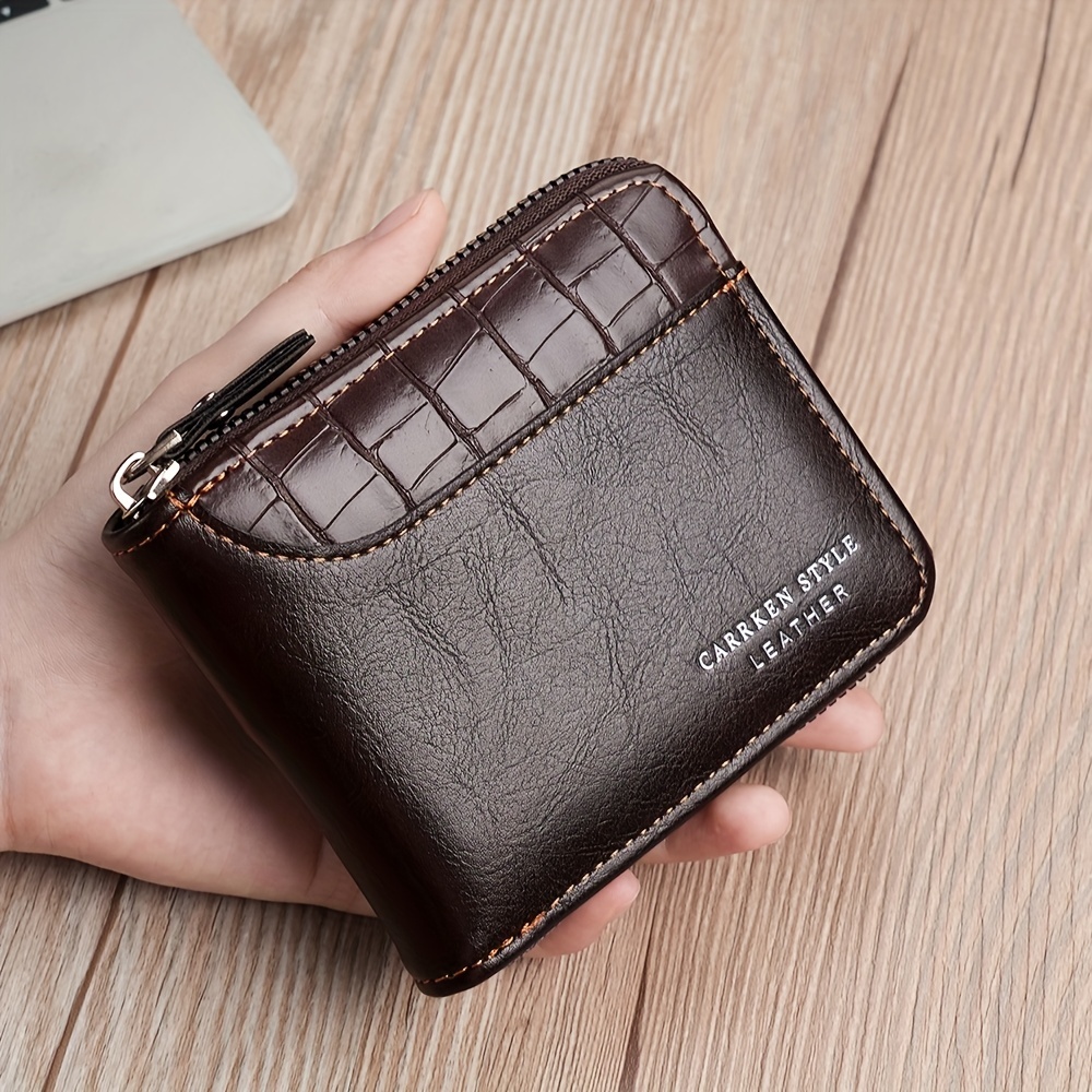 Men's Short Wallet New Vintage Genuine Leather Multifunctional Multi-card  Card Holder Large Capacity Wallet Driver's License Purse Wallet With Zipper  Coin Purse - Temu