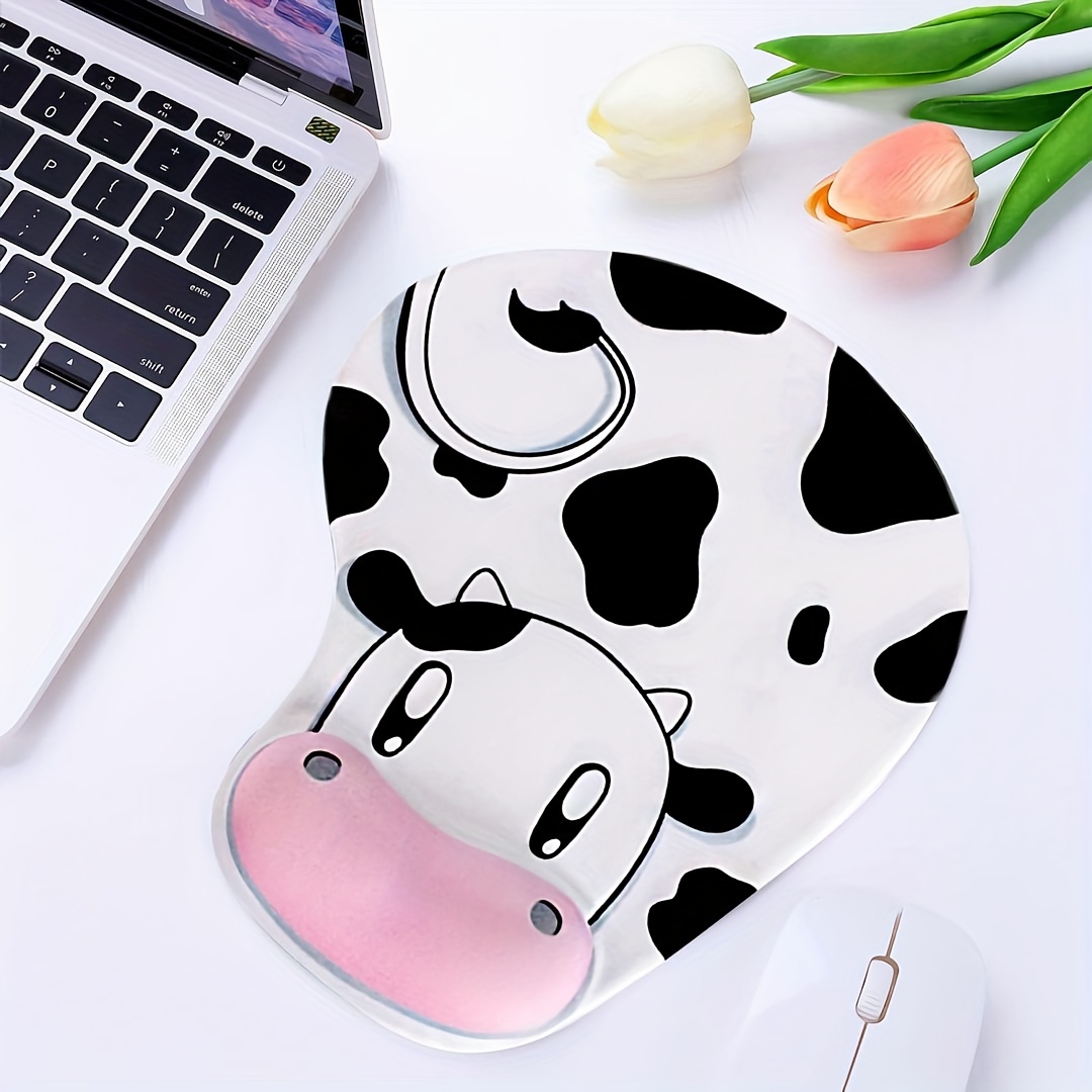 

1pc Cute Cow Pattern Mouse Pad, Ergonomic Mouse Pad, Wrist Protection Elastic Gel Wrist Pad, Non-slip Rubber Pad And Wrist Support For Games Computer Office Home Work Study, The Perfect Holiday Gift