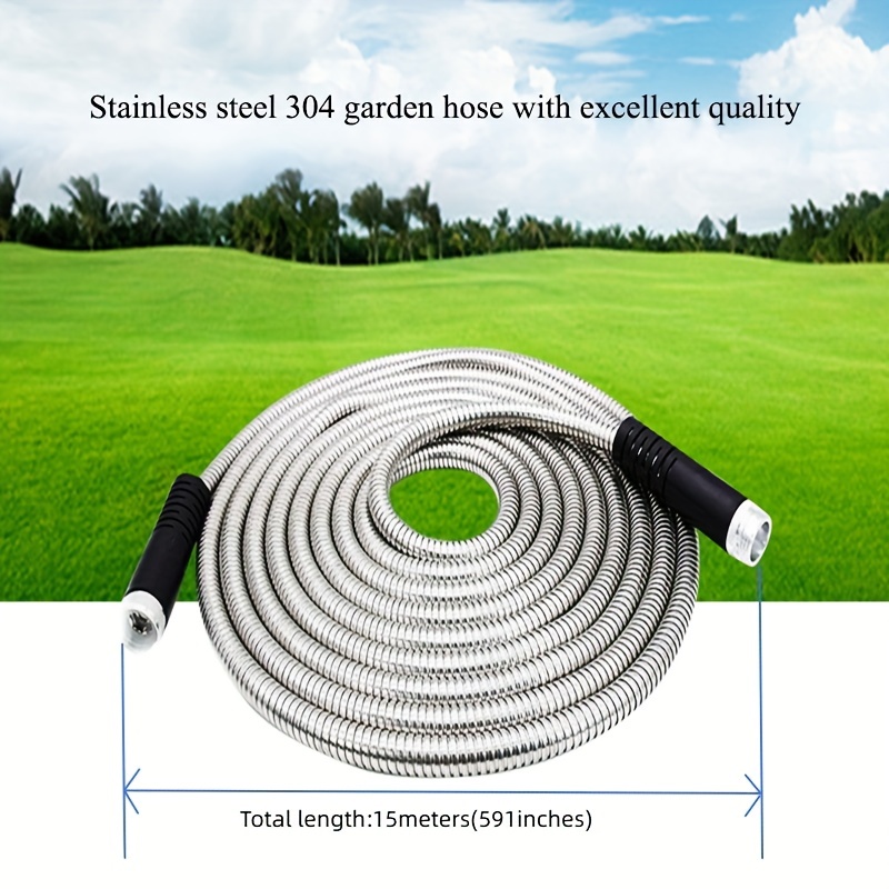 Garden Hose 10 ft, Stainless Steel Hose, Metal Hose, Metal Garden Hose,  Stainless Steel Garden Hose, Outdoor Hose, No Kink Hose, Garden Hose Metal