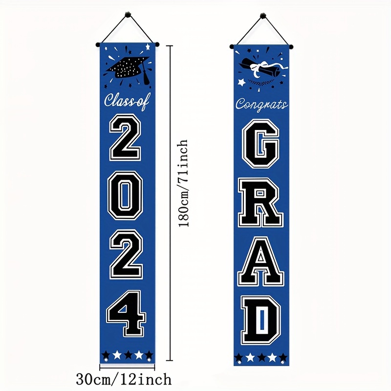 2024 Graduation Decorations Banner Porch Sign Banner Blue - Temu