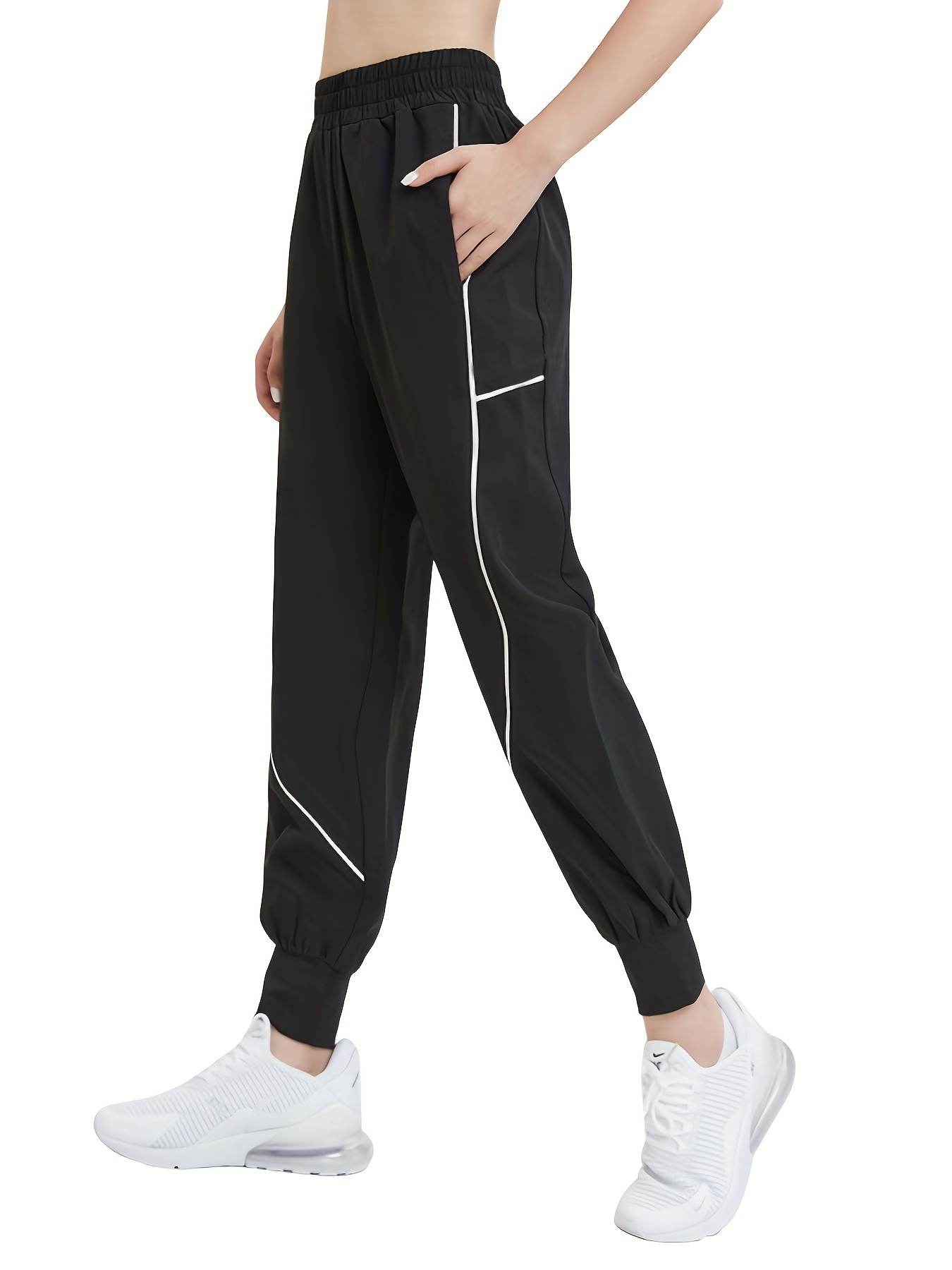 Women's High Waisted Joggers Pockets Full Length Sweatpants - Temu