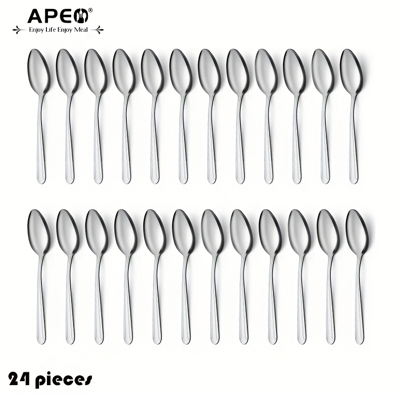 

24pcs 6.2 Inches Stainless Steel Spoon, Dessert Spoon, Tea Spoon, Silvery Spoon, Home, Kitchen Dining Room Supplies, Mirror Polished, Dishwasher Safe