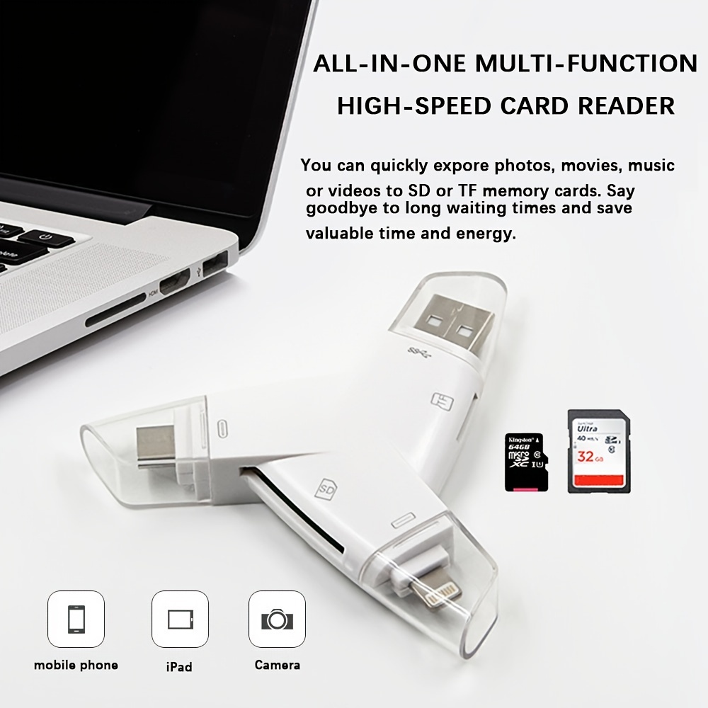 Lector de tarjetas SD para iPhone/ipad/Android/Mac/ordenador