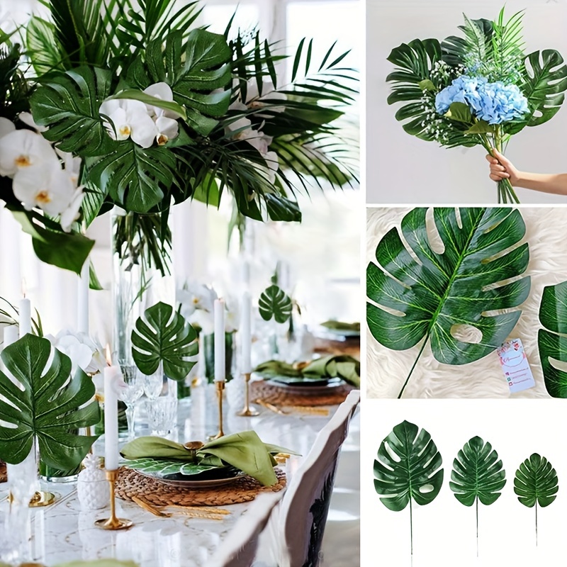 12pcs Tropical Palm Leaves for Summer Parties & Home Decor