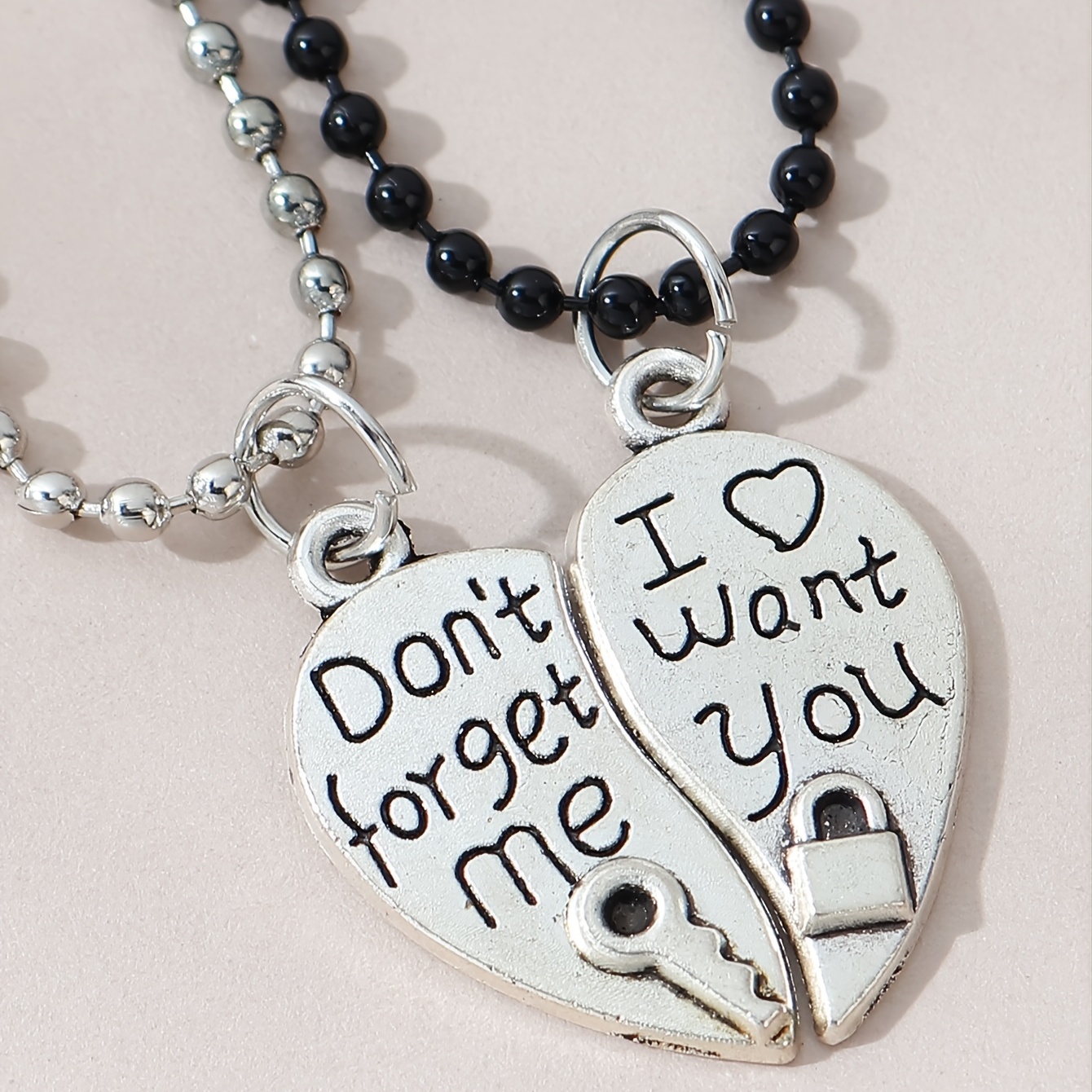 Love Padlock Necklace Silver With Bead Chain