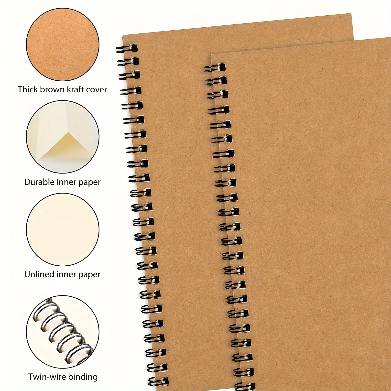 A5 Blank Notebooks Spiral Notebook 100 Pages 100 Gms Unlined - Temu