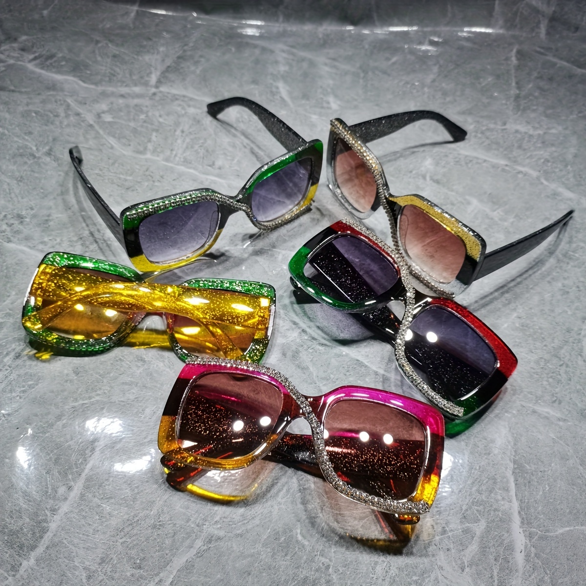 Oversized Square Sunglasses For Women Men Luxury Color Block