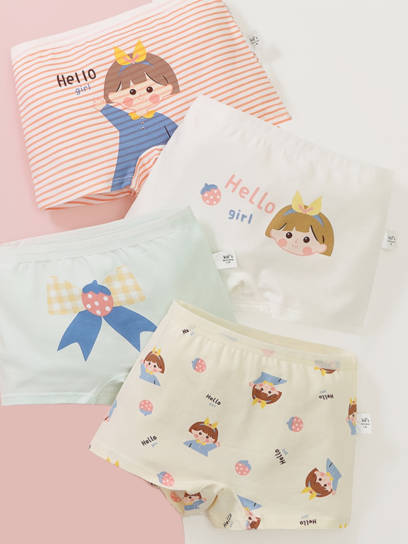 3 Pcs/lot Kids Girls Cotton Underwear Cartoon Printed Baby Girls Underwear  Boxer Briefs Panties -a5-0112-16m