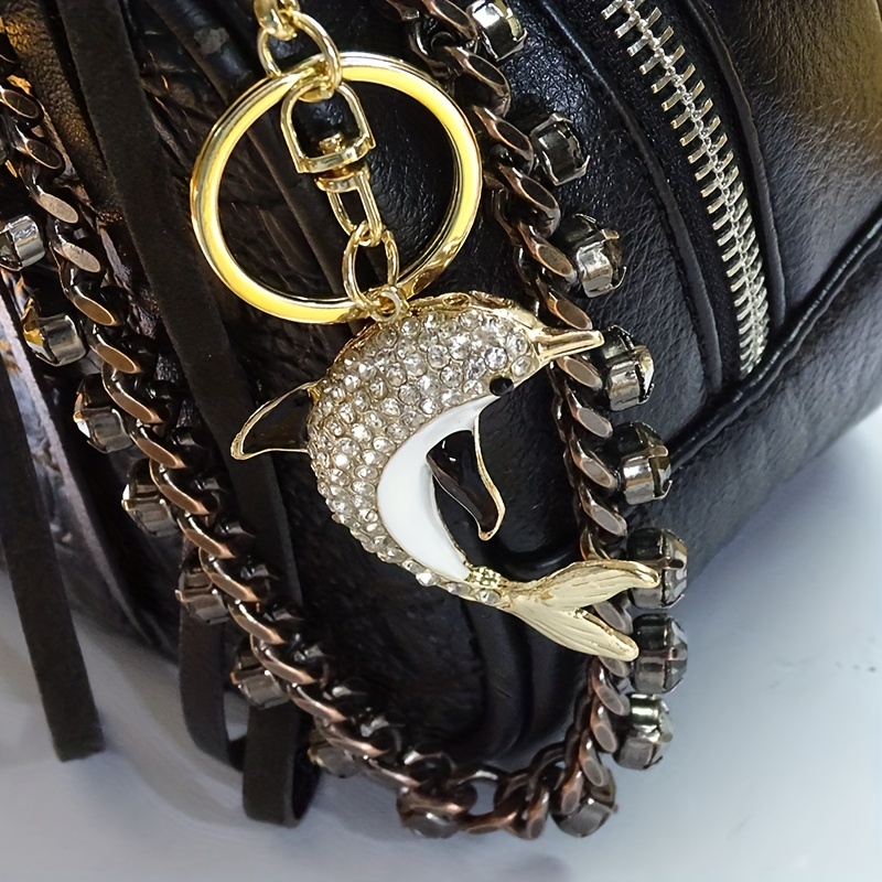 Rhinestones Dekor Delphin Charme Schlüsselanhänger, süße funkelnde Charme  Schlüsselring Schlüsselhalter, Taschenanhänger Ornamente für Männer und Frau