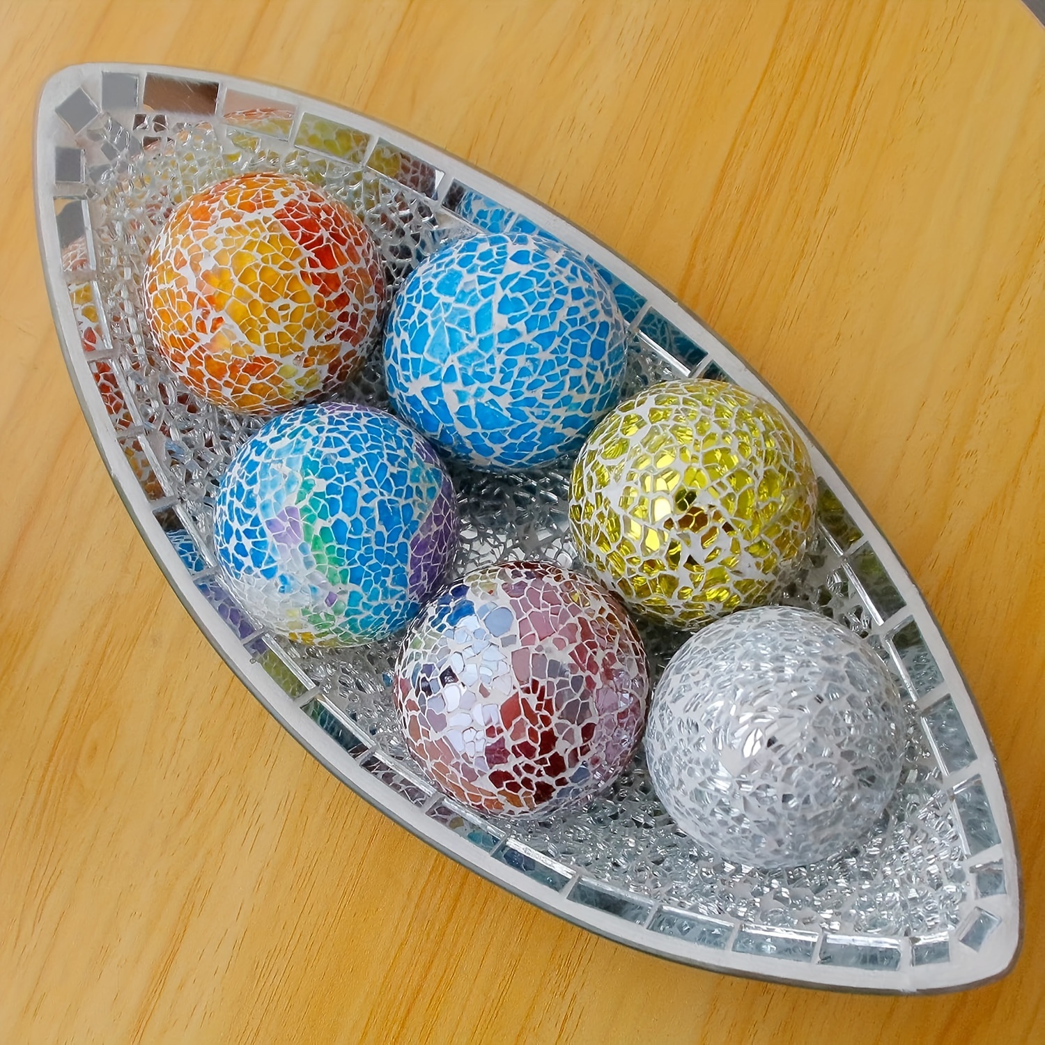 6 bolas decorativas de mosaico, esferas de vidrio de mosaico, esferas  decorativas de mesa para decoración de sala de estar, centro de mesa, bolas  para