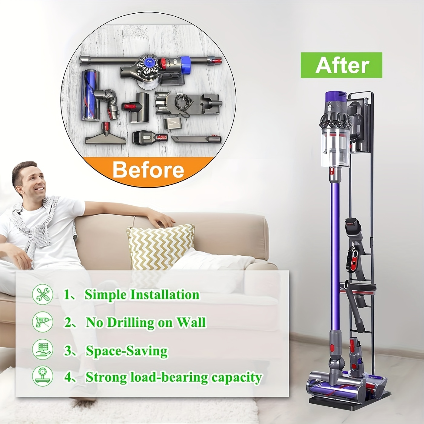 Dyson Vacuum Stand for Cleaners and Accessories, Metal Storage Bracket,  Stand Holder, V15, V11, V10, V8, V7, V6