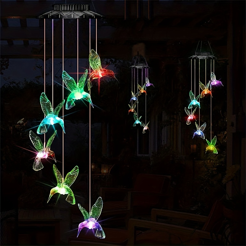 Solar Wind Chimes Solar Color changing Hummingbird Wind - Temu