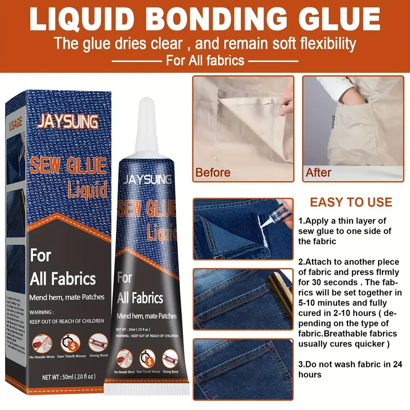 Fabric Sewing Glue Needle Thread Sewing Fabric Glue Clothes Sofa Car  Cushion Adhesive