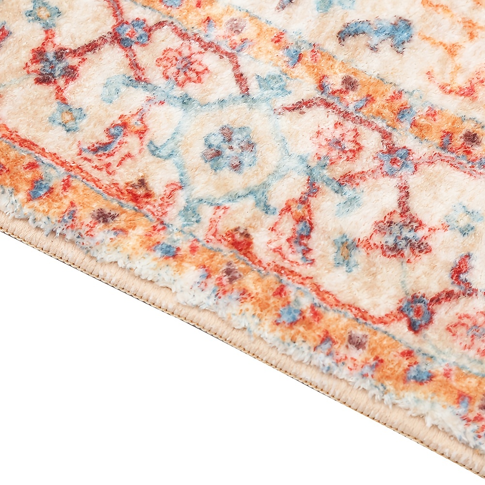 Stylish Orange Boho Floor Rug 2x3ft Machine Washable Non Slip