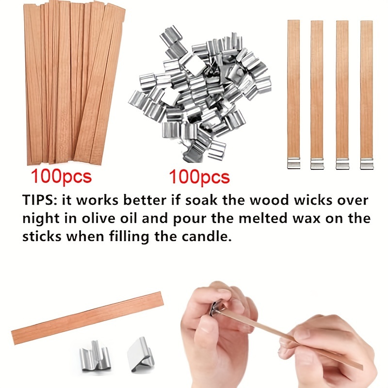 30pcs Wood Natural Candle Wicks With Clip Base Wooden Candles
