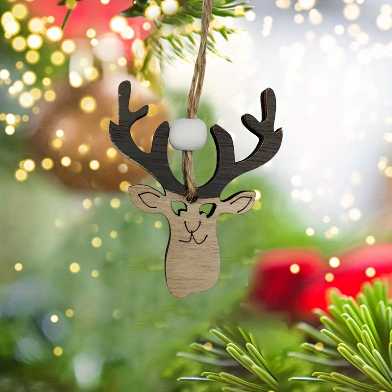 3pcs New Christmas Decorations Creative Christmas House Little Deer  Christmas Tree Decoration Pendant Wooden Decoration Pendant