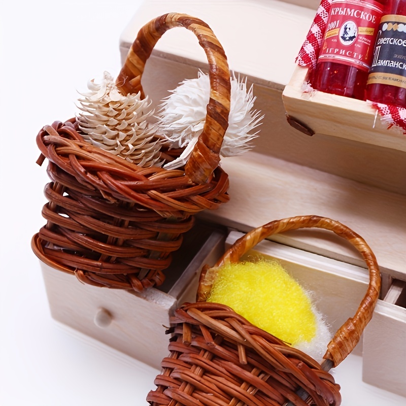 5PCS Handmade Woven Basket Bamboo Weaving Flower Baskets Storage