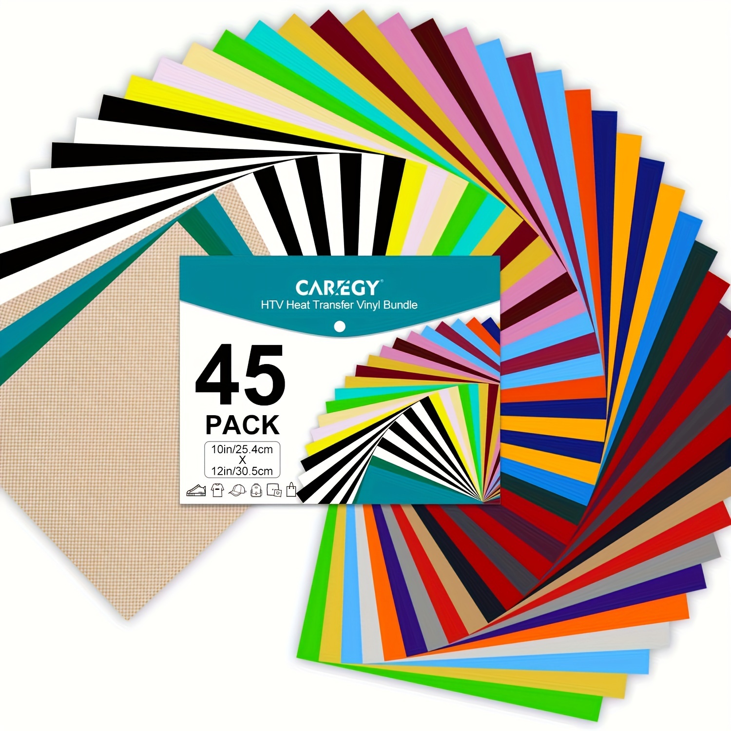 HTVRONT HTV Vinyl Sheet 12 x 12 White/Black Bundle: 40 Pack Heat Transfer Vinyl for Cricut & Silhouette Cameo - Easy to Cut & Weed White+Black