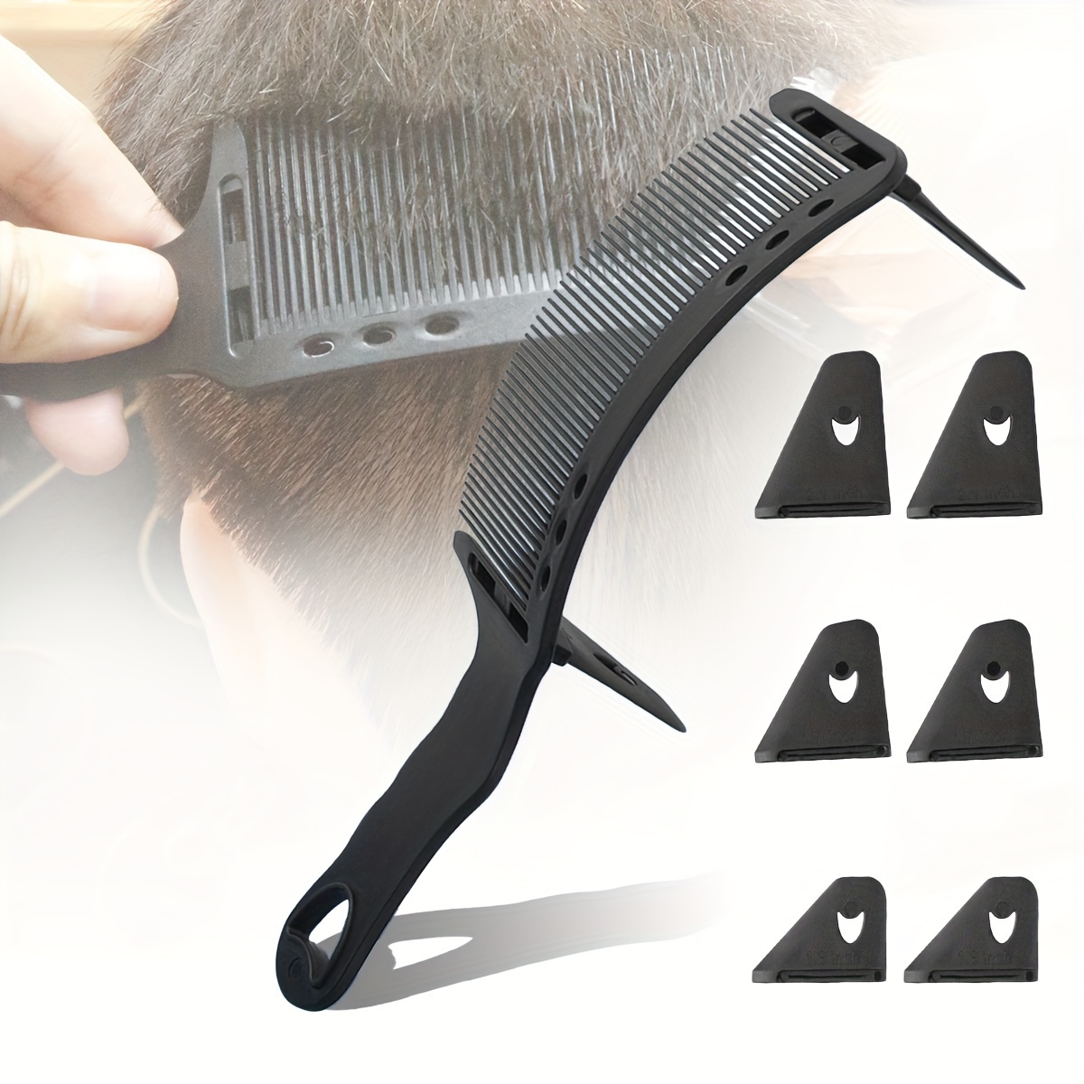 

Barber Shop Men's Hair Clipper Comb Quick Positioning Curved Comb, Flat Head Handle Haircut Tooth Novice Hairdressing Comb Professional Hair Styling Supplies