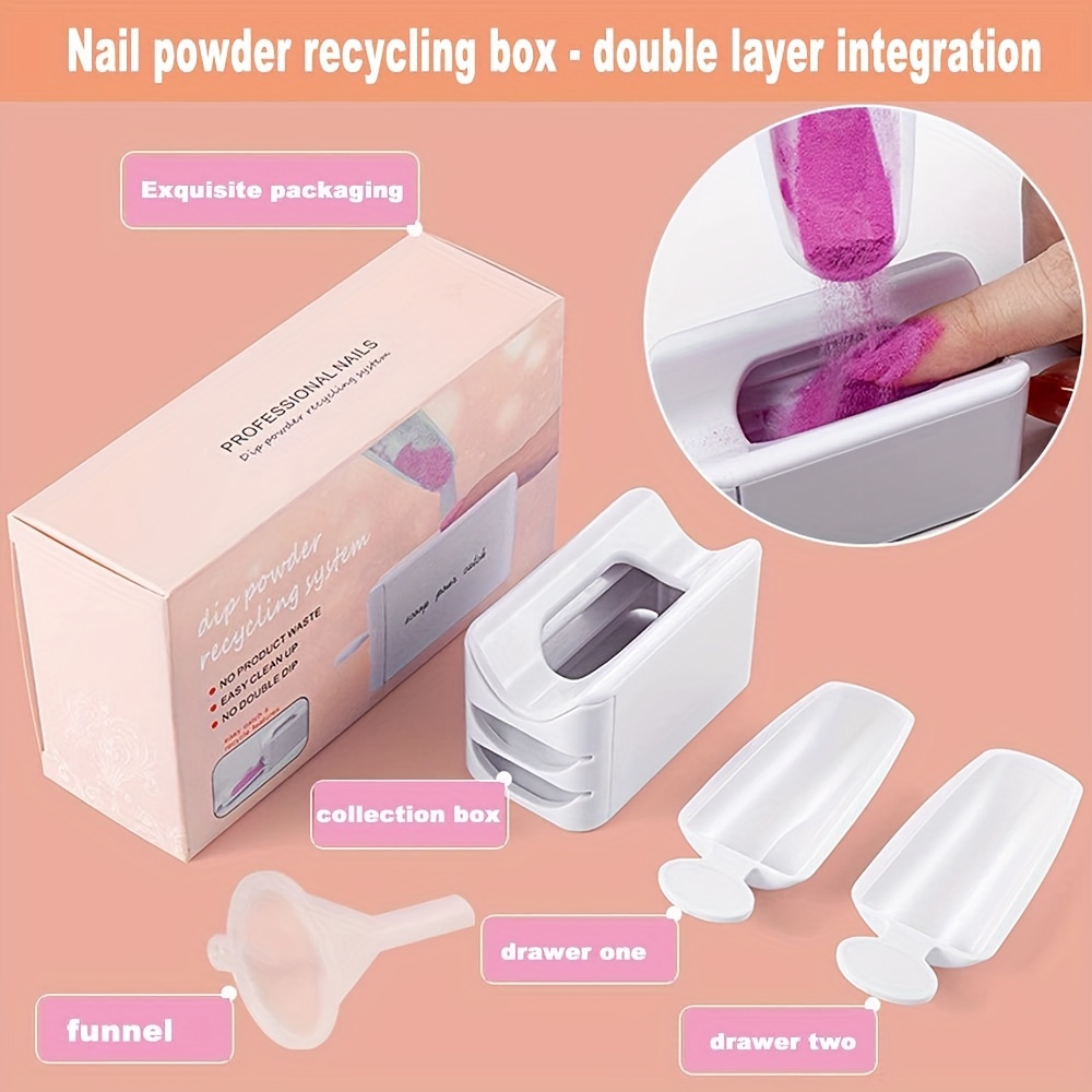 Dip Powder Recycling Tray System with Scoop and funnel, DIY Nail Dip  Container Portable Dipping Powder Storage Box for Nail Art - AliExpress