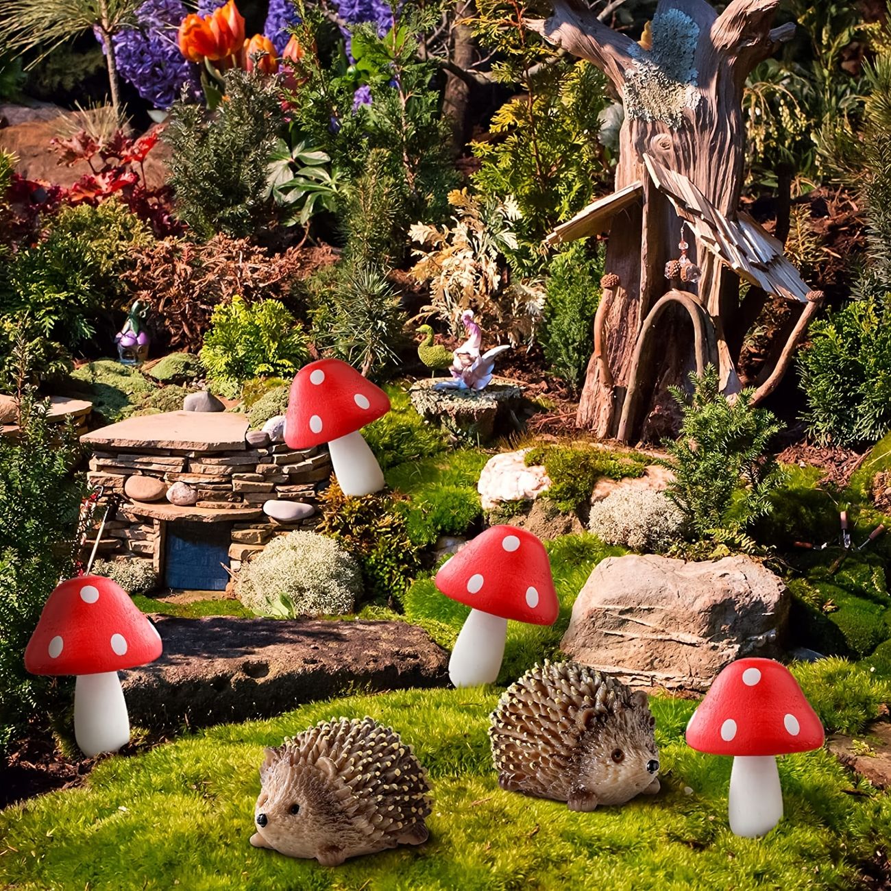 6pcs Christmas Fairy Outdoor Garden Animals Figurines Resin Hedgehogs And  Wood Mushroom Miniature Garden For Plant Pots Bonsai Craft Decor | Today's  Best Daily Deals | Temu
