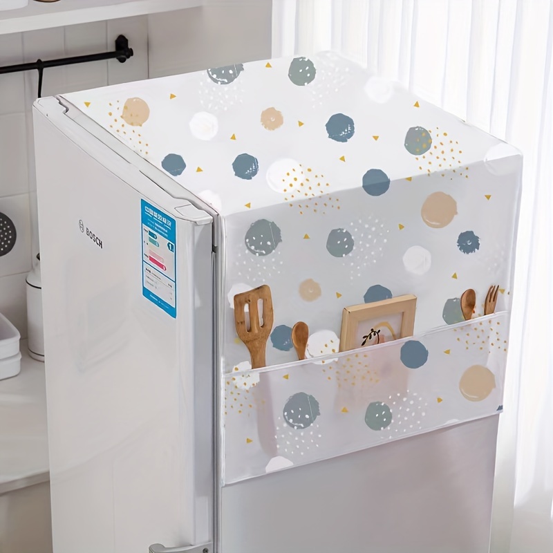 Housse anti-poussière multifonctionnelle pour machine à laver, housse anti- poussière pour réfrigérateur sèche-linge avec sac de rangement latéral