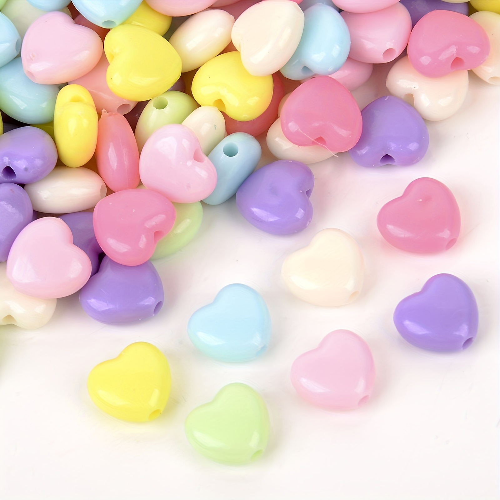 Acrylic Beads Candy Color Cartoon Heart Shape Spacer Beads - Temu