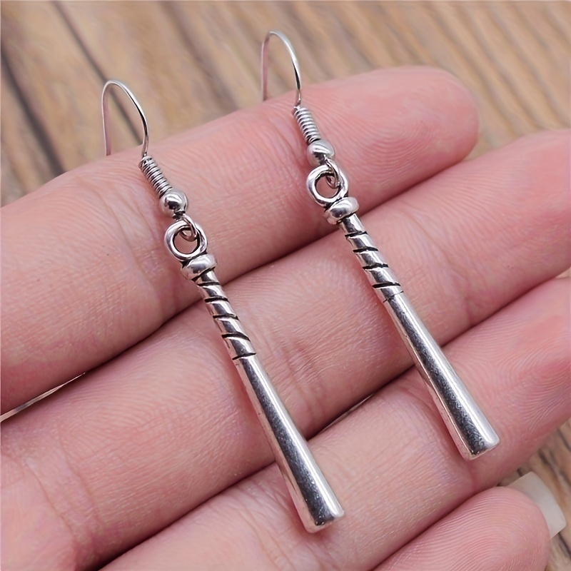 1pair Vintage Distressed Sports Baseball Stick Dangle Earrings Holiday Party Gift Drop Earrings For Men