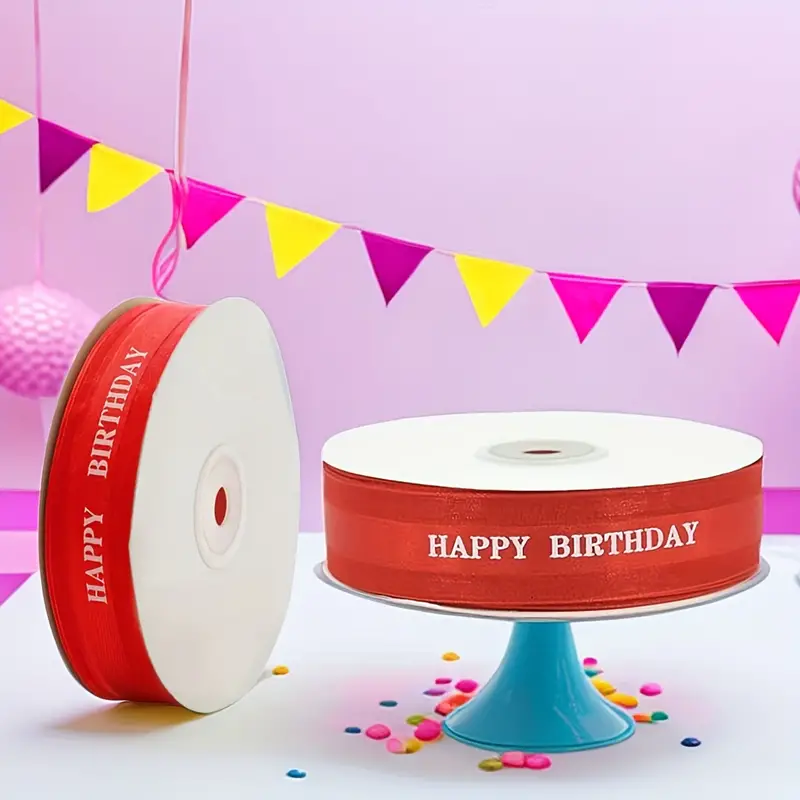 Happy Birthday Ribbon Red Ribbon Gift Packaging For New Year - Temu