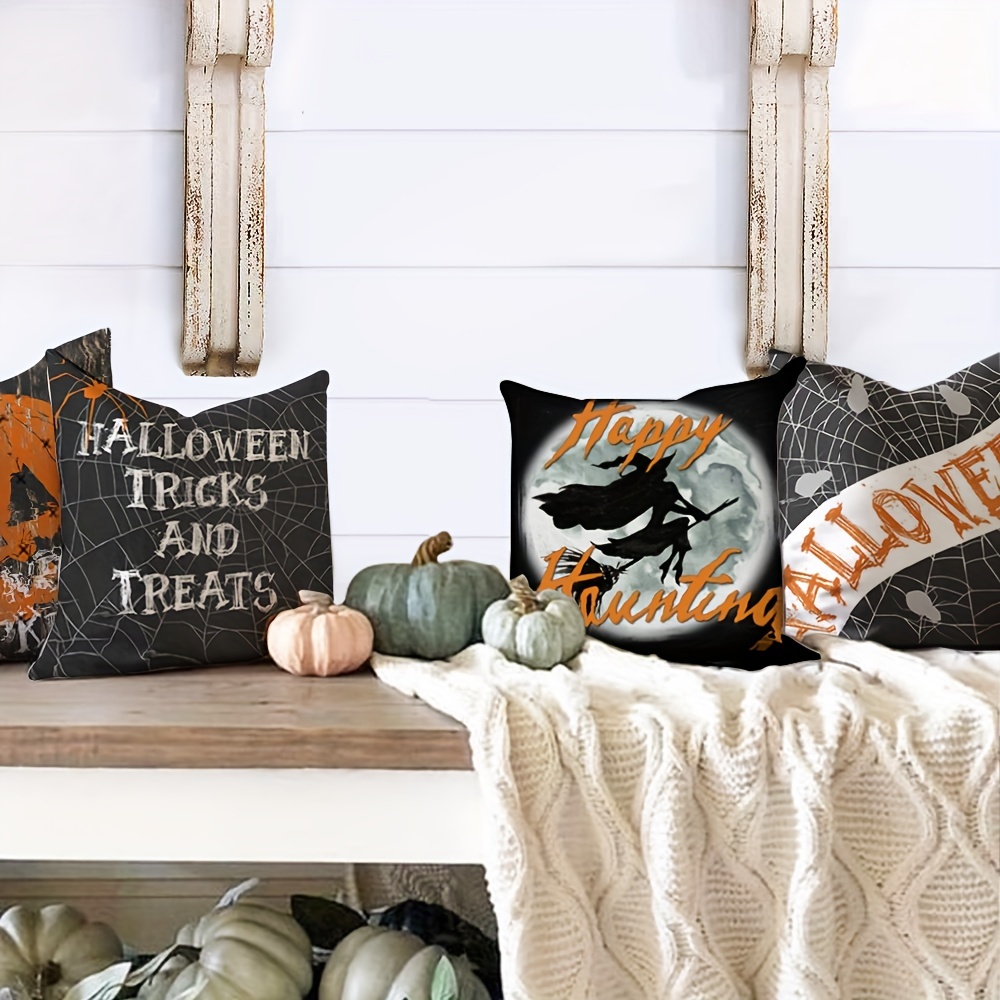 Linen Halloween Decorative Throw Pillow Case Pumpkin Gnome - Temu