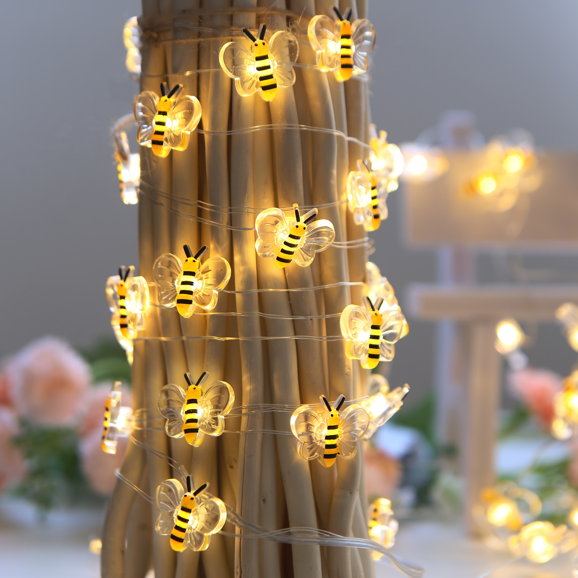 2 luces de abeja, cadena de luces de abeja, decoración de hadas, 30 luces  LED de 10 pies, funciona c…Ver más 2 luces de abeja, cadena de luces de