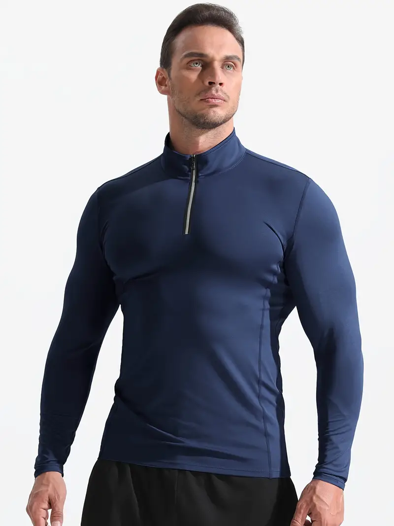 Men's Quick drying Compression Shirts 1/4 Zip Pullover Long - Temu
