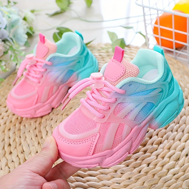Trendy Cool Mixed Color Low Top Sneakers For Girls, Breathable Lightweight  Anti Slip Lace Up Sneakers For Outdoor Walking Running Hiking, All Seasons
