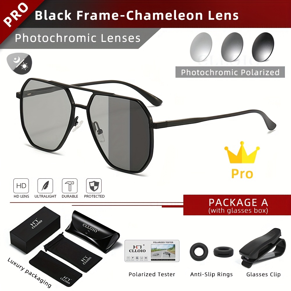 1pc Mens New Luxury Aluminum Photochromic Sunglasses Unisex Polarized  Chameleon Anti Glare Driving Sunglasses, Shop Now For Limited-time Deals